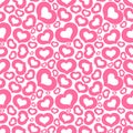 Pink lined hearts on white background seamless vector romantic love valentine pattern